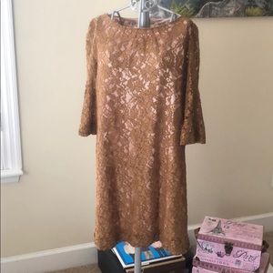 Gold, lacy dress